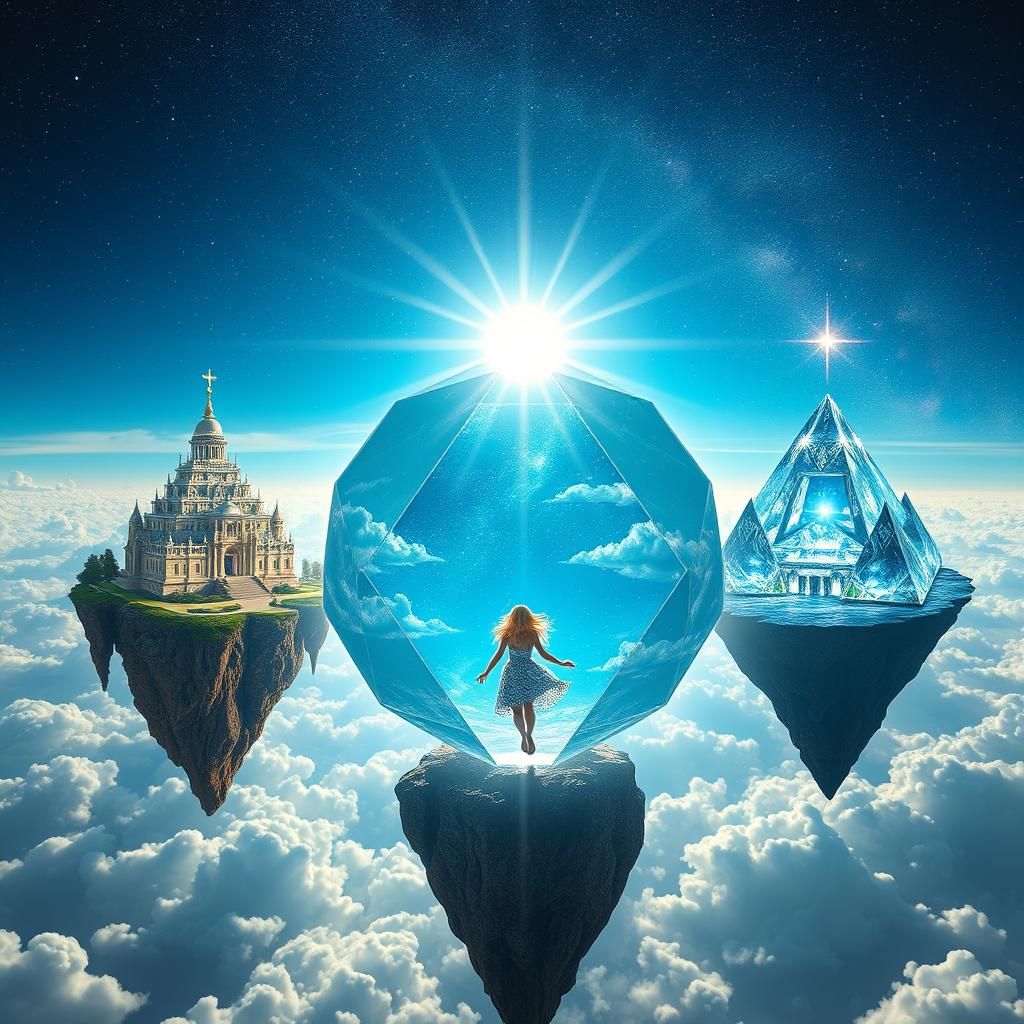 Ethereal Sky Islands with Crystal Palaces