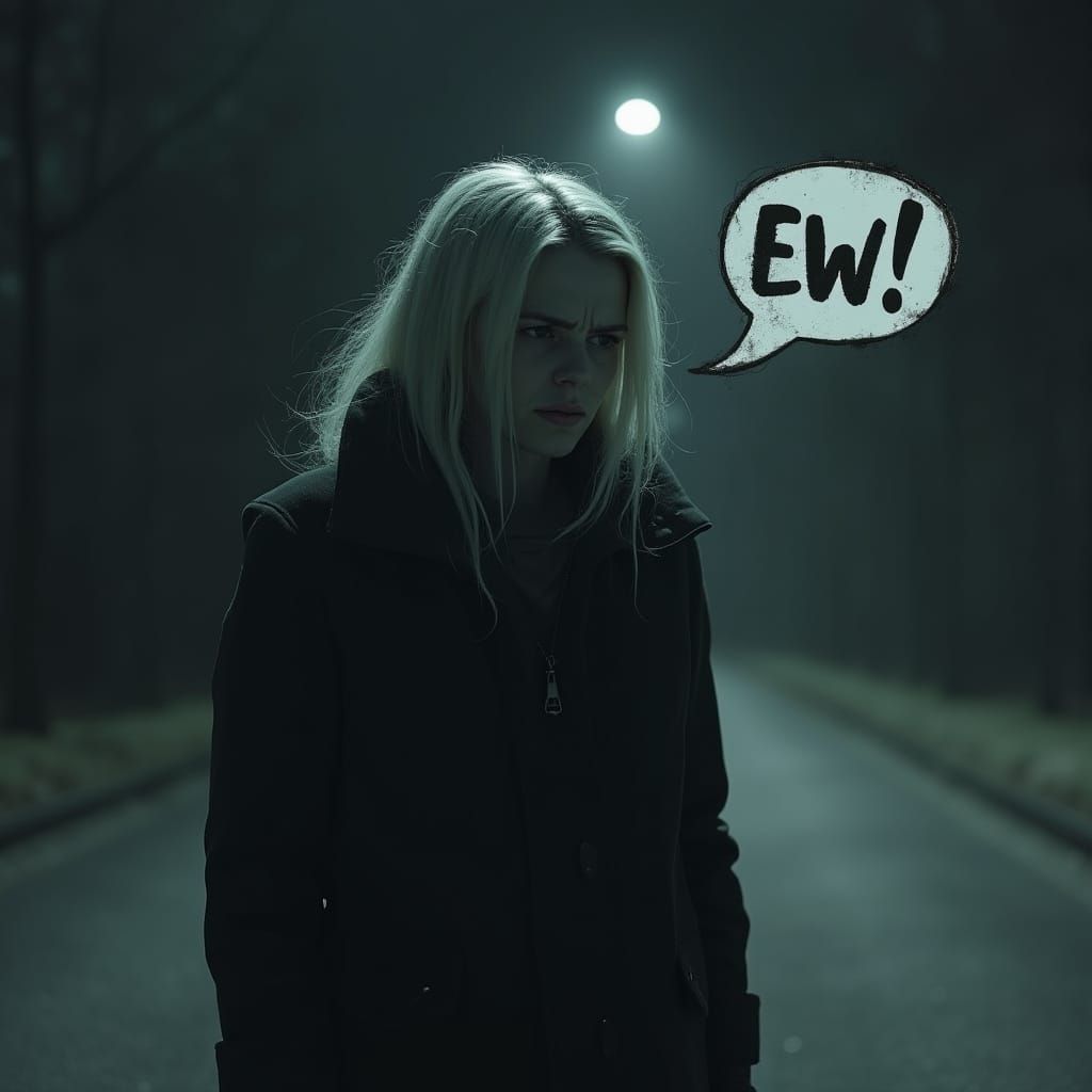 Disgruntled Woman Expresses Disgust in a Moody Film Noir Sty...