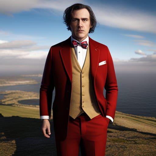 Man in Union Jack Bowtie: Detailed Matte Painting