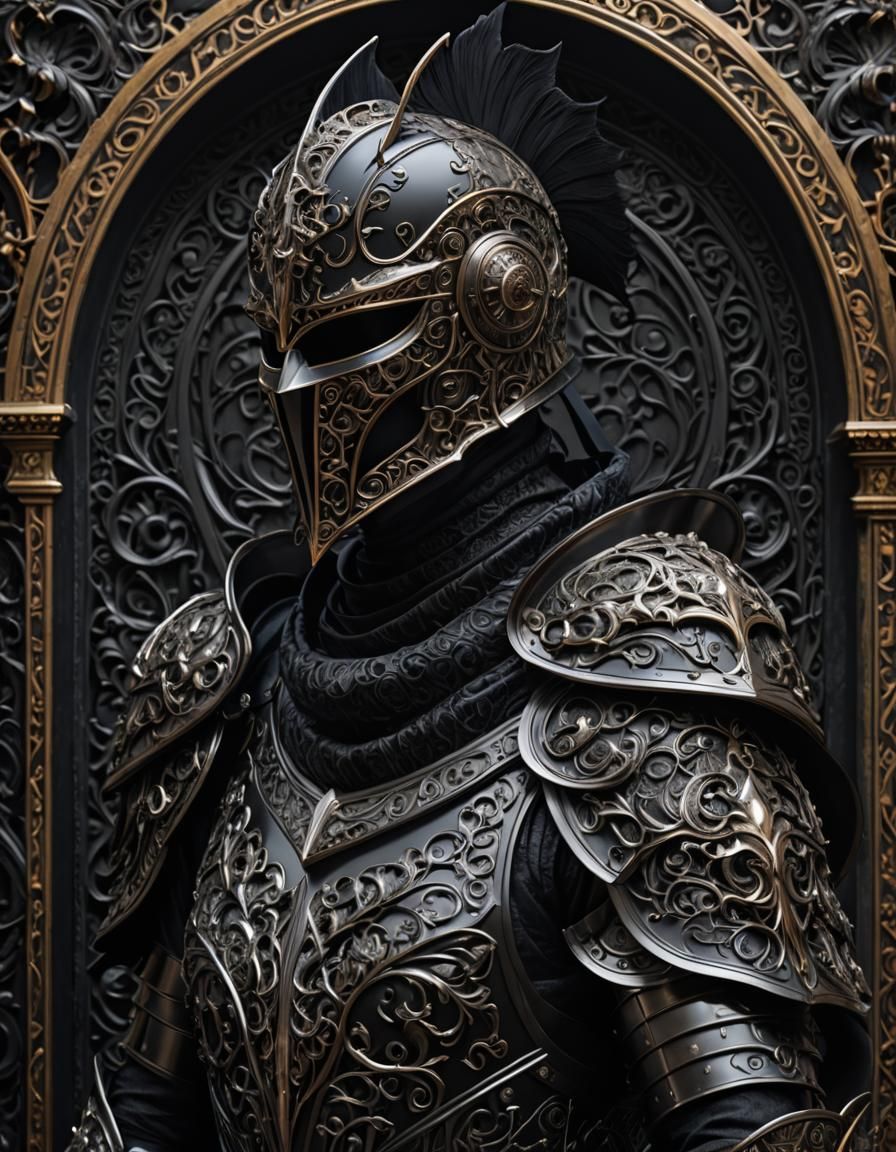 Dark Obsidian Knight in Lyrical Style