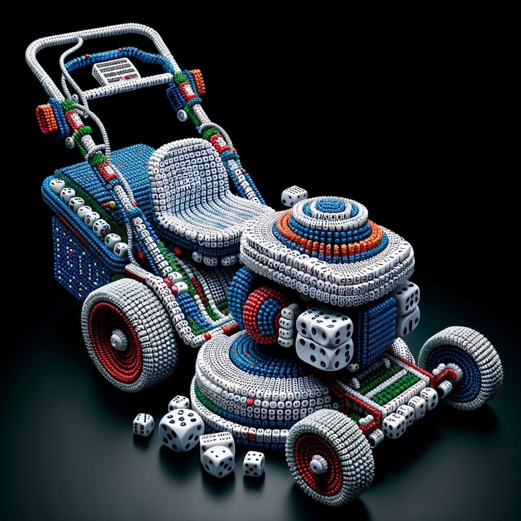 Lawn mower made of dice
