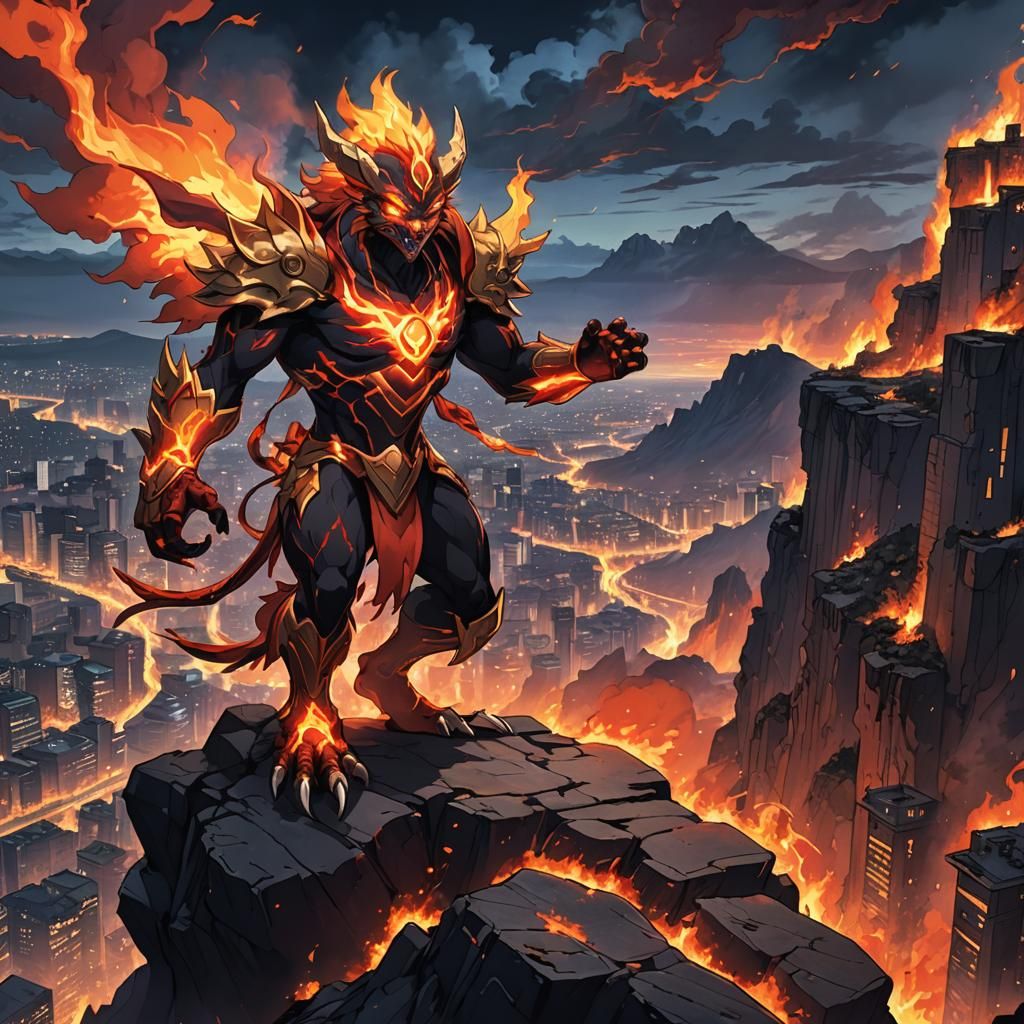 Demonic Seraphim Infernape in Anime Art Style