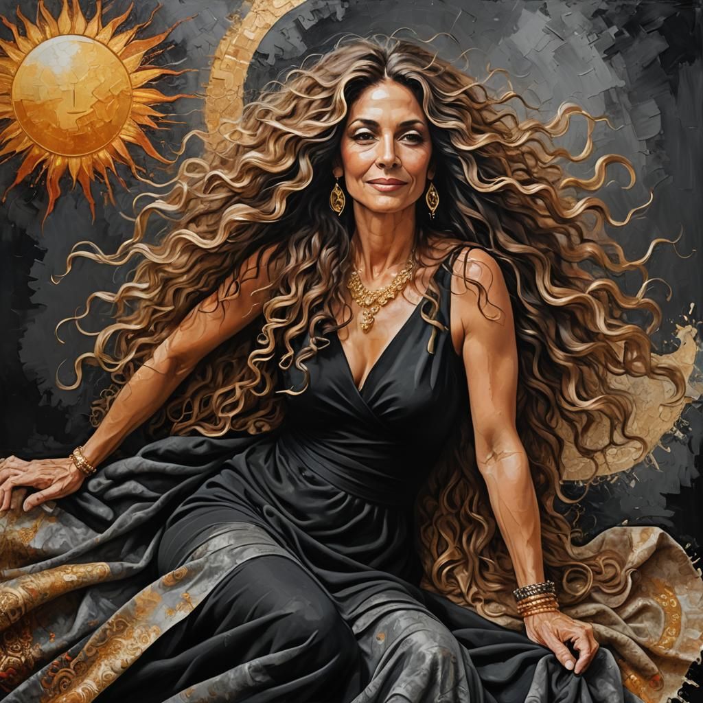 Italian Woman in Impasto Oil Painting Design