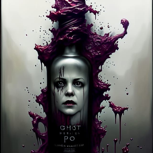 Sinister Ghost Bottle Cover Art in Oil Painting Style