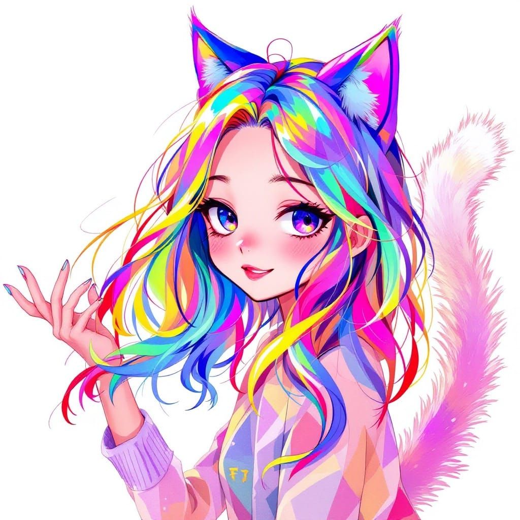 Whimsical Kawaii Girl in Pastel Hues