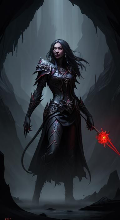 Dark Elf Spider Queen in Fantasy Art Style