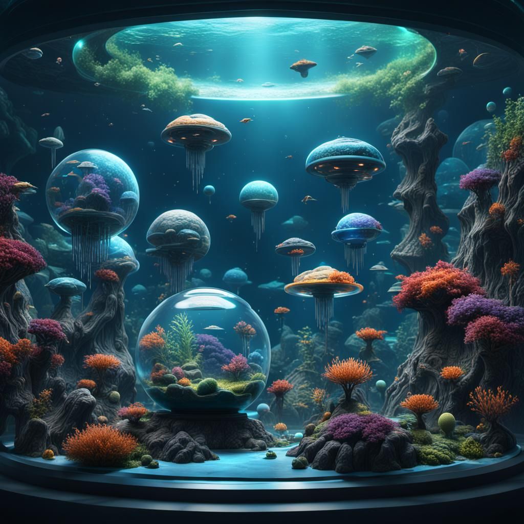 Extraterrestrial Universe in a Futuristic Aquarium