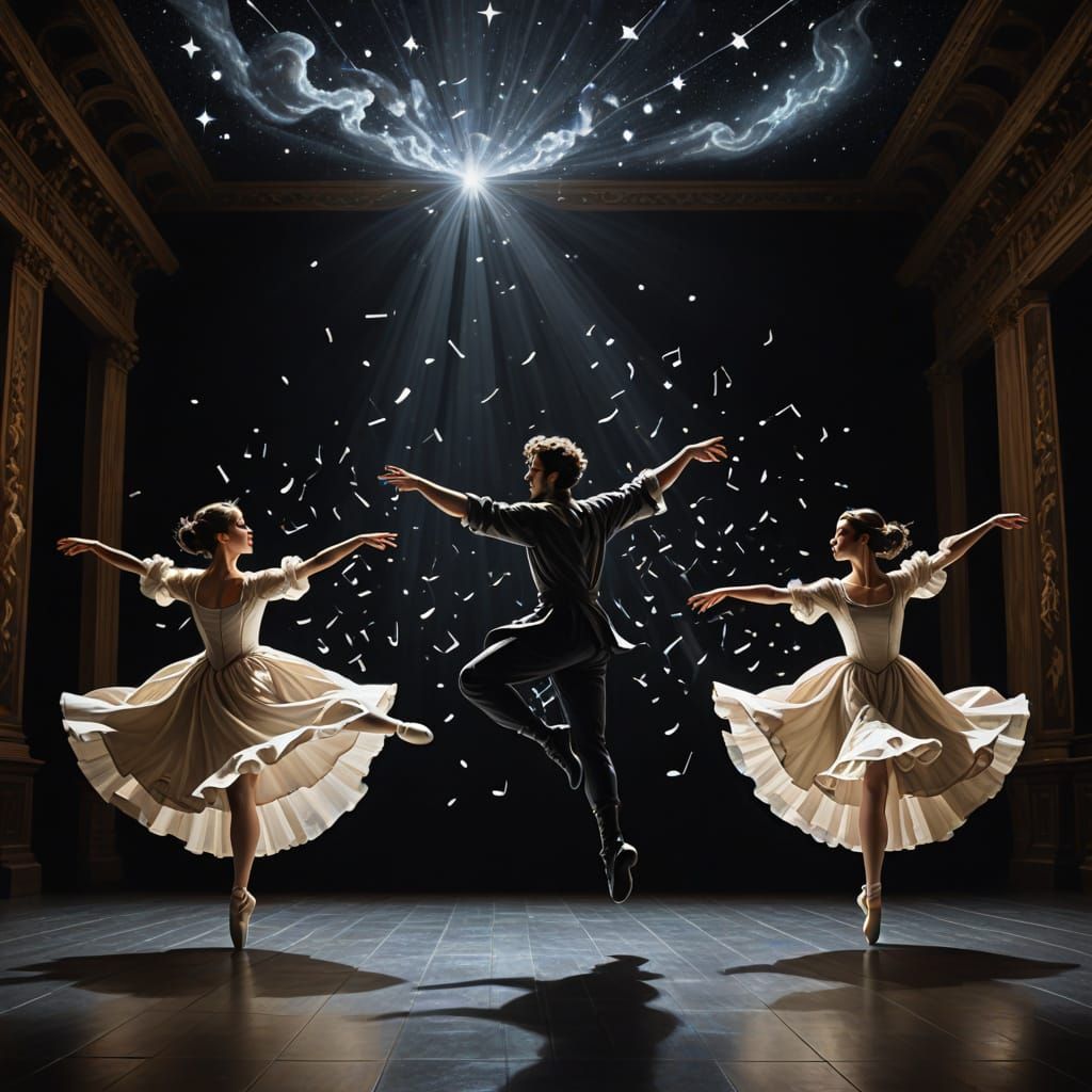 Celestial Ballet in Baroque Digital Painting Style