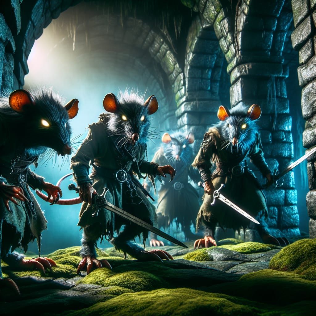 Menacing Rat-Men Infest a Dark Dungeon