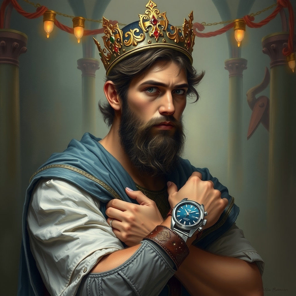 Crowned Man Portrait in Realistic Fantasy Art Style