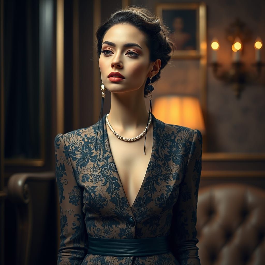 Luxurious Fashion Woman in Sophisticated Setting
