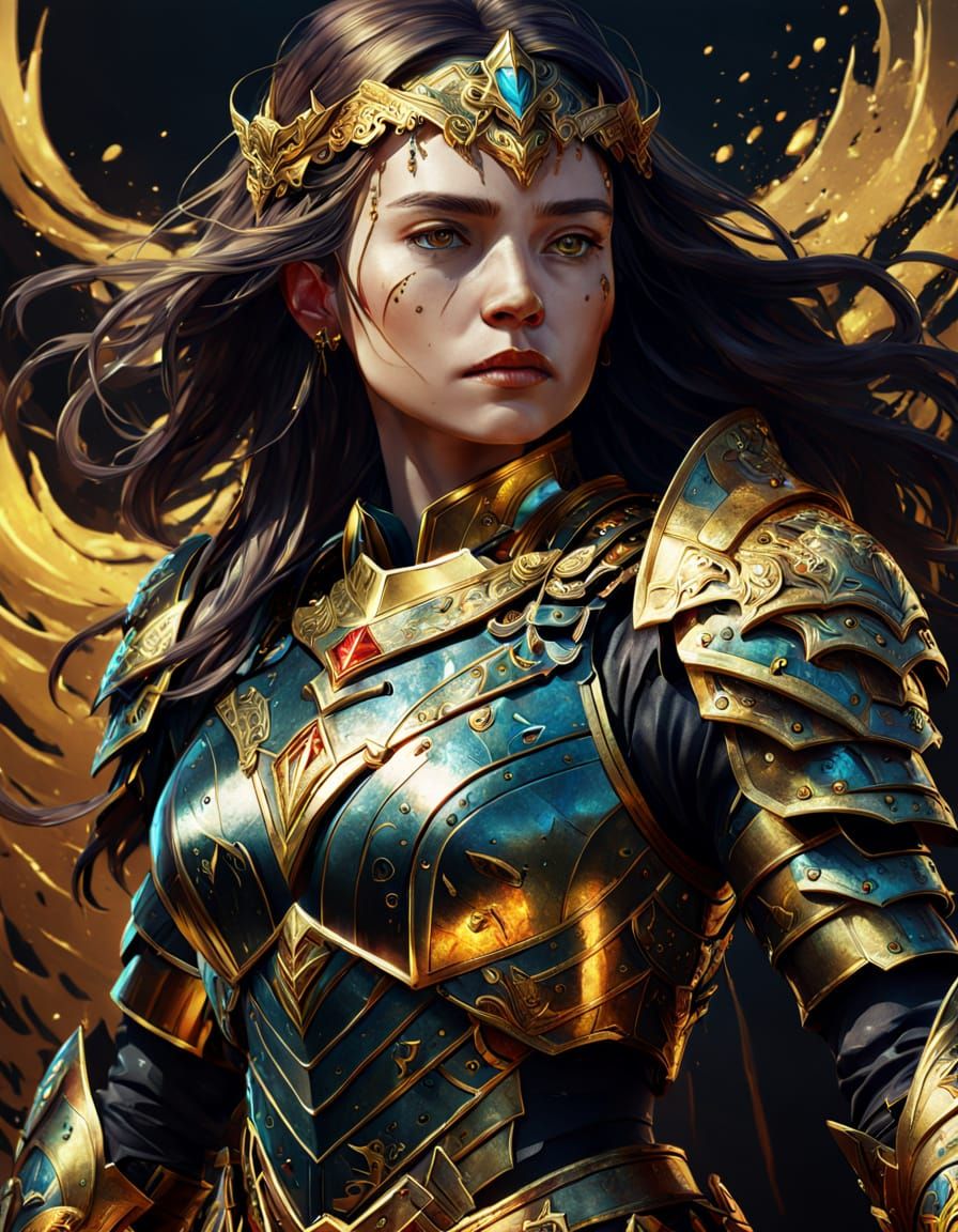 Armored Woman: Hyperrealistic Digital Concept Art