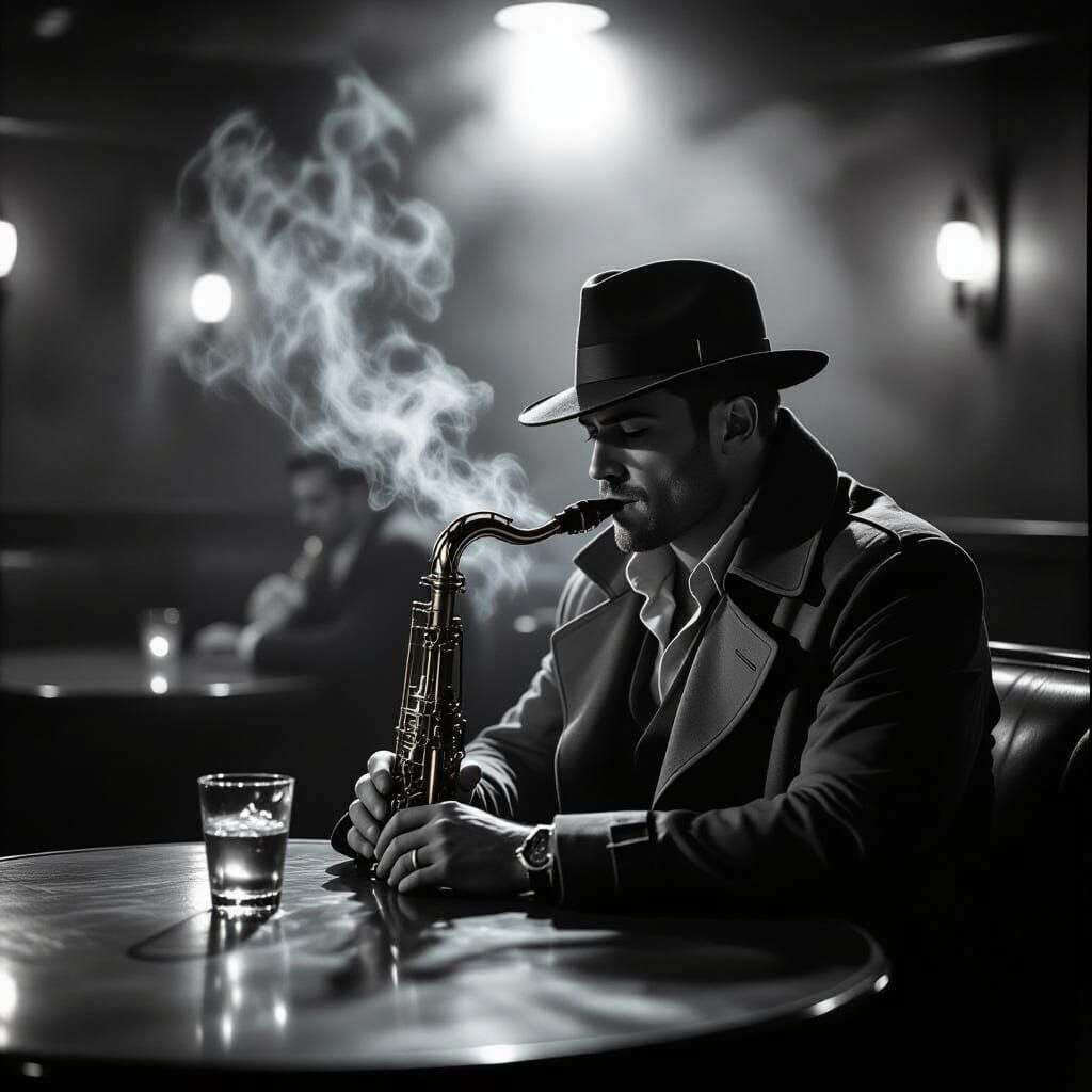 Vintage Film Photo of Jazz Club Scene