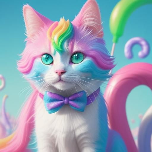 Cute Cat in Candyland: A Candy Art Portrait