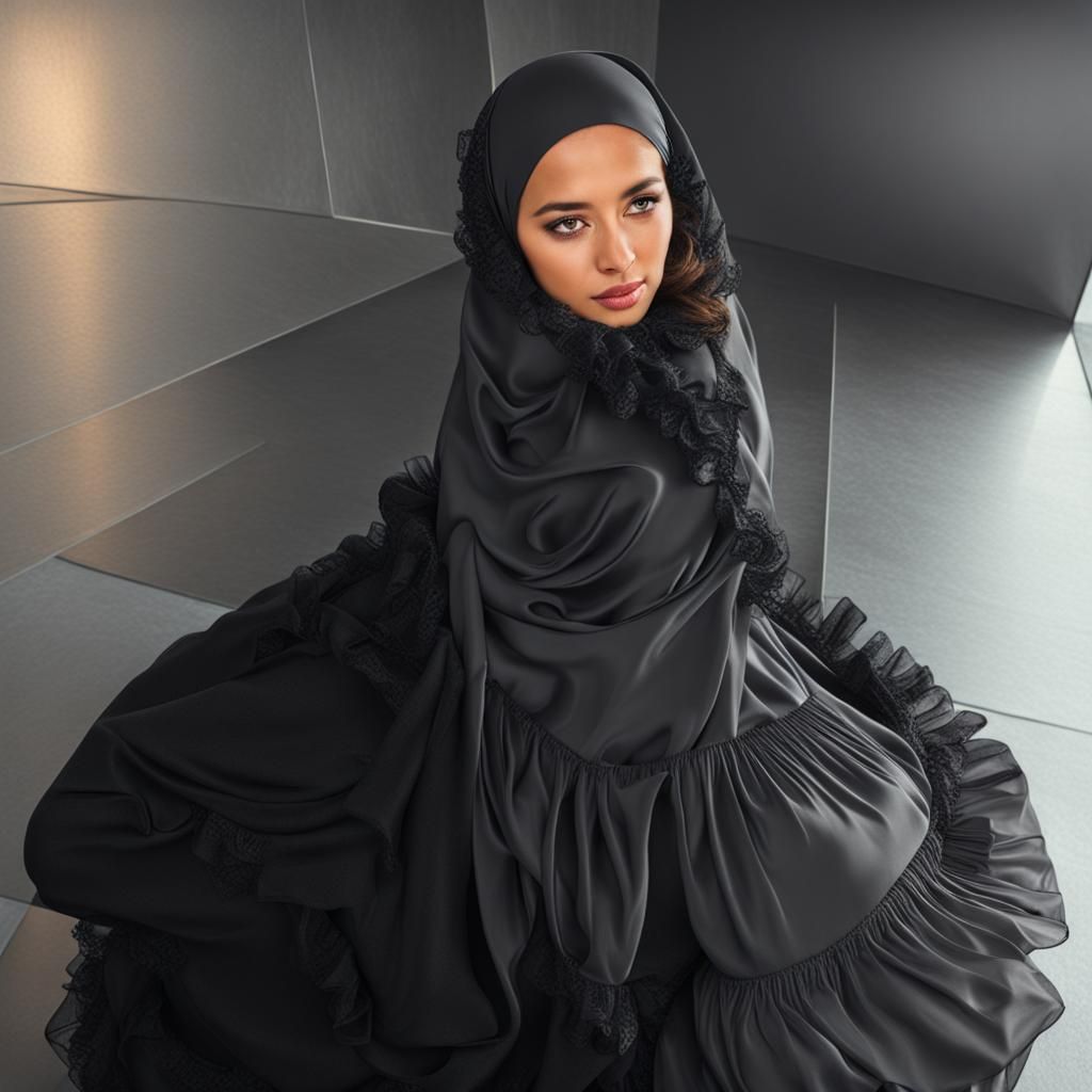 Ruffled abaya