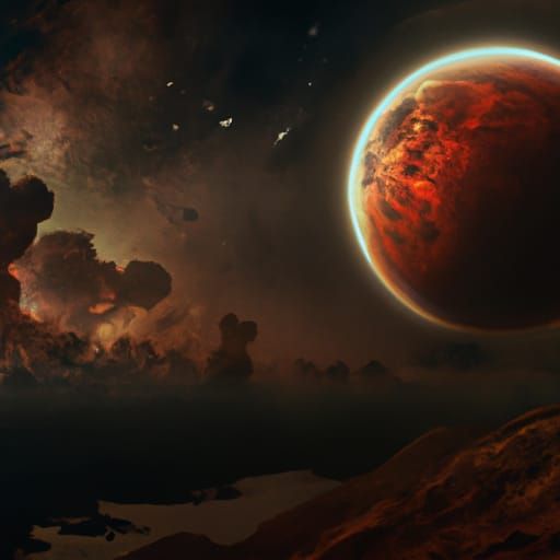 Dramatic Blood Moon Digital Matte Painting