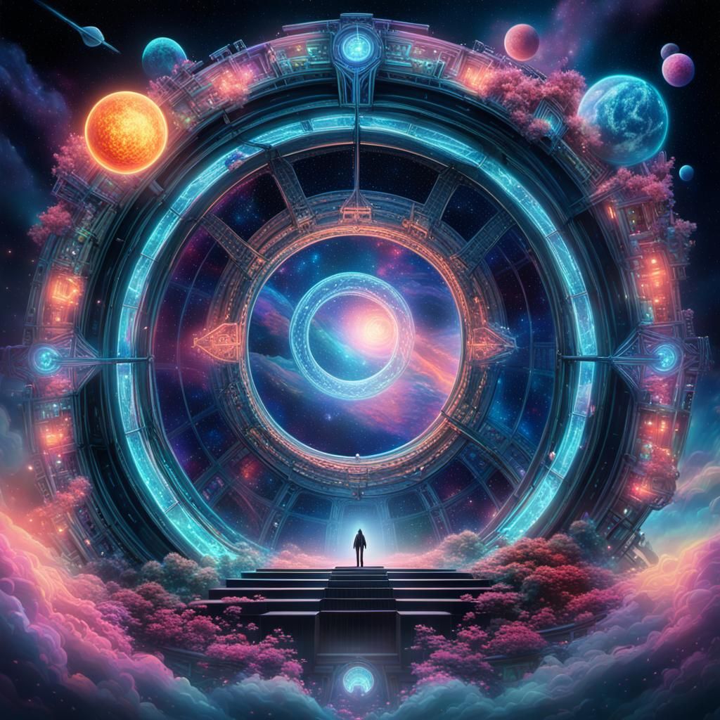 Cosmic Portal to Hyper-Complex Dream Vista in Cyberpunk Styl...