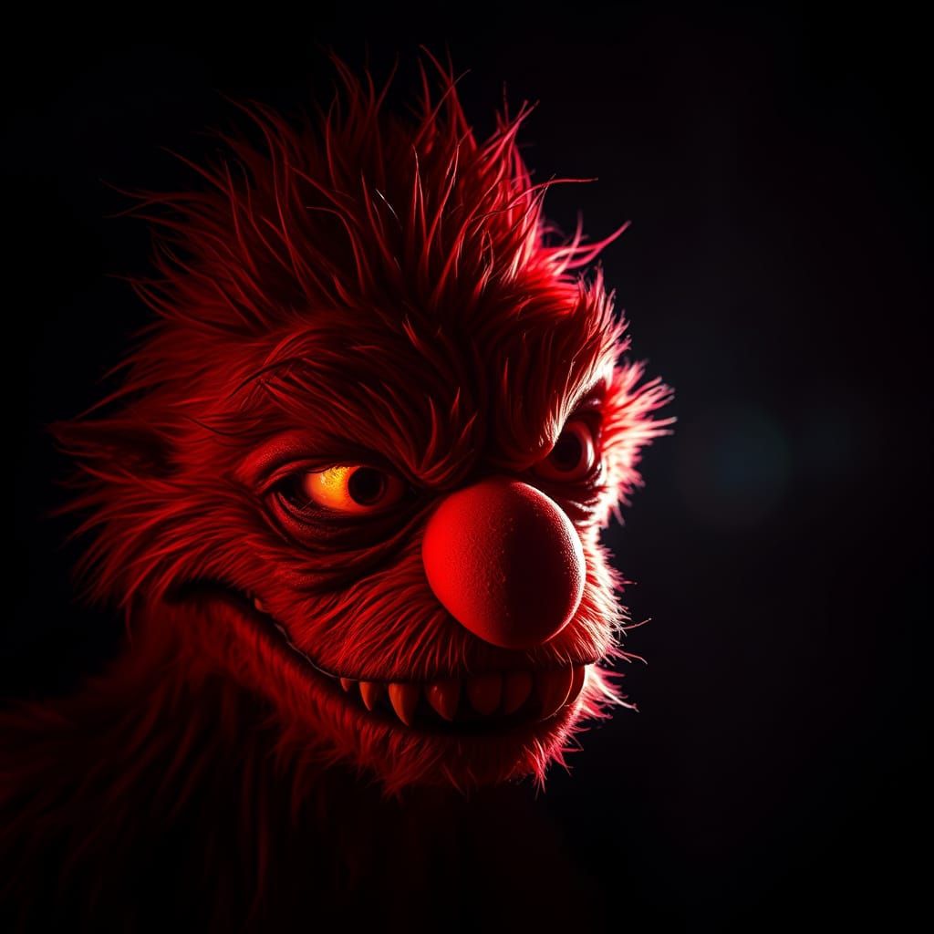 Menacing Elmo Illuminated by Eerie Light