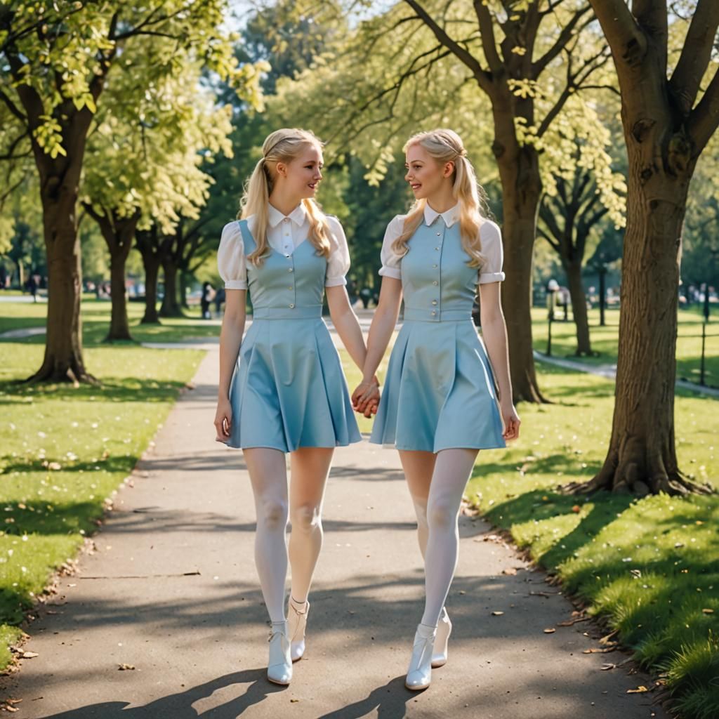 Teenage Girls in Love, Walking in Sunny Park