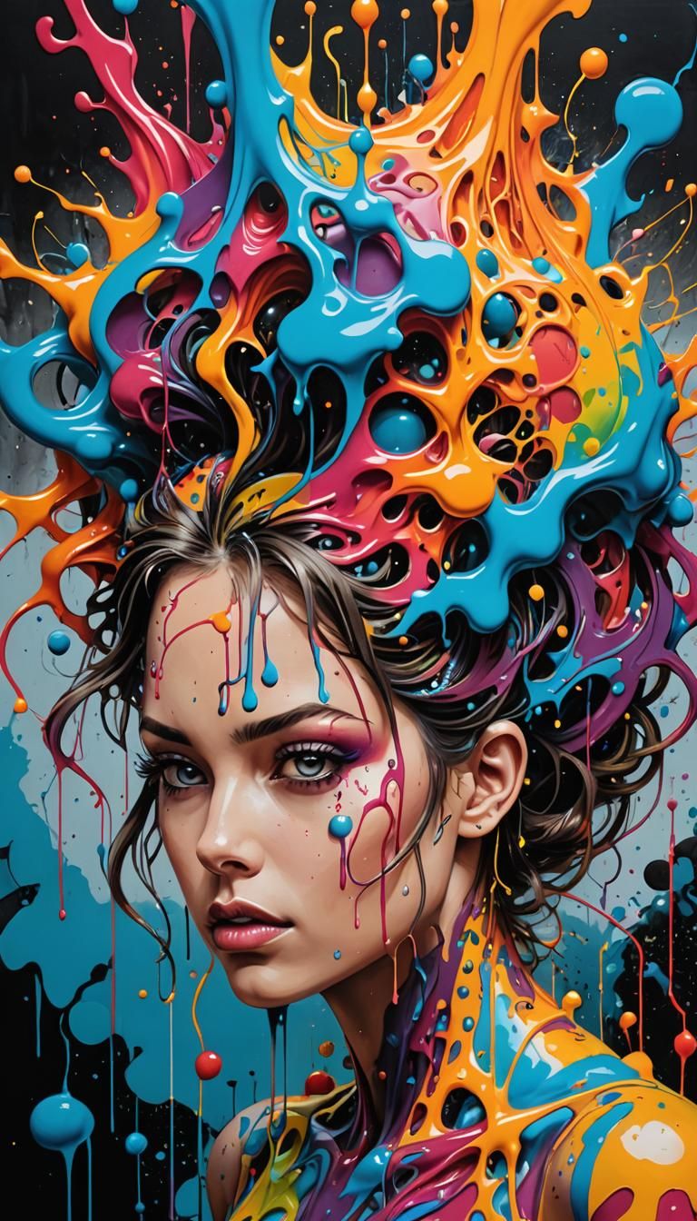 Neurogenesis Stretched by Blake Foster Art graffiti art, splash art, street art, spray paint, oil gouache melting, acryl...