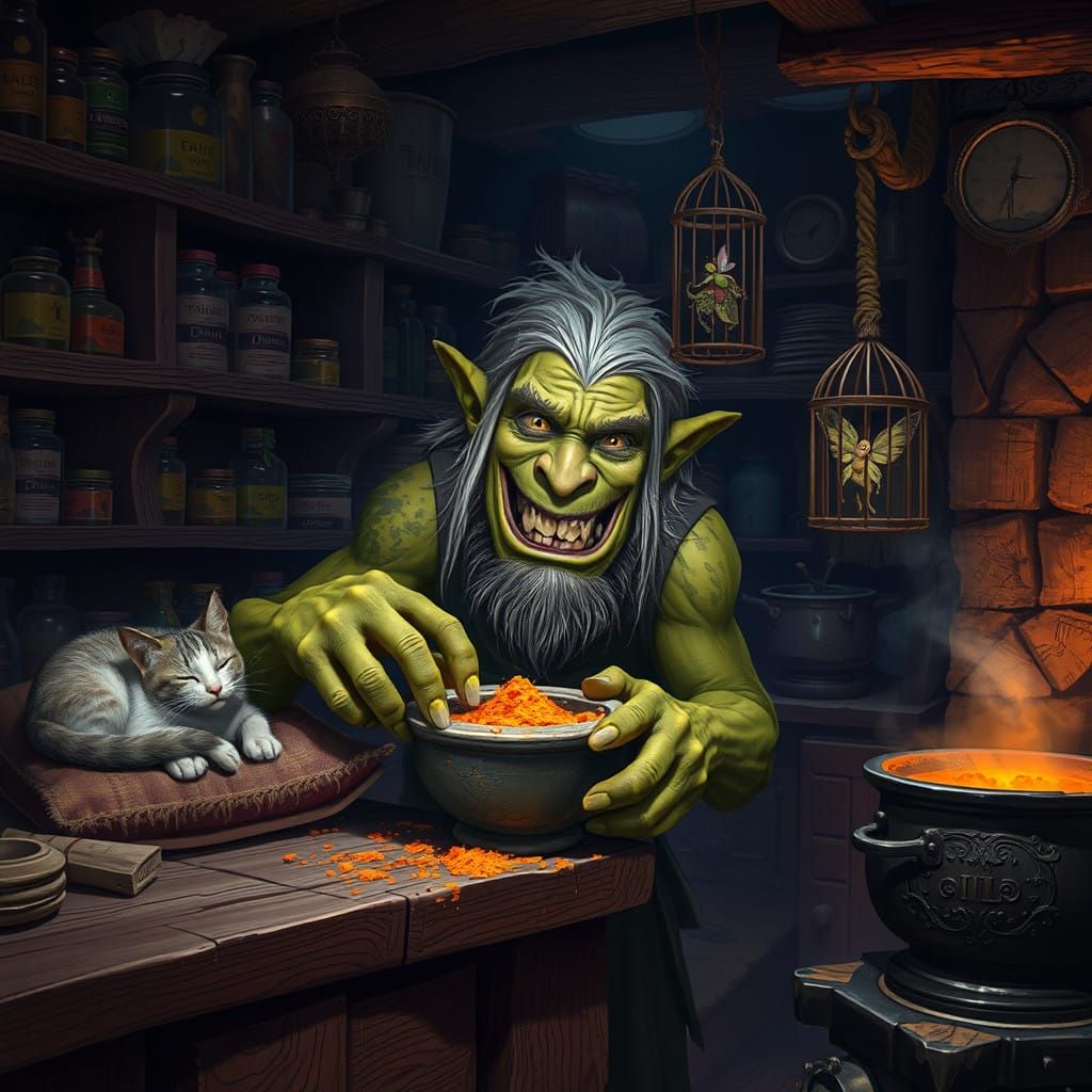 Medieval Apothecary Scene in Fantasy and Realism Style