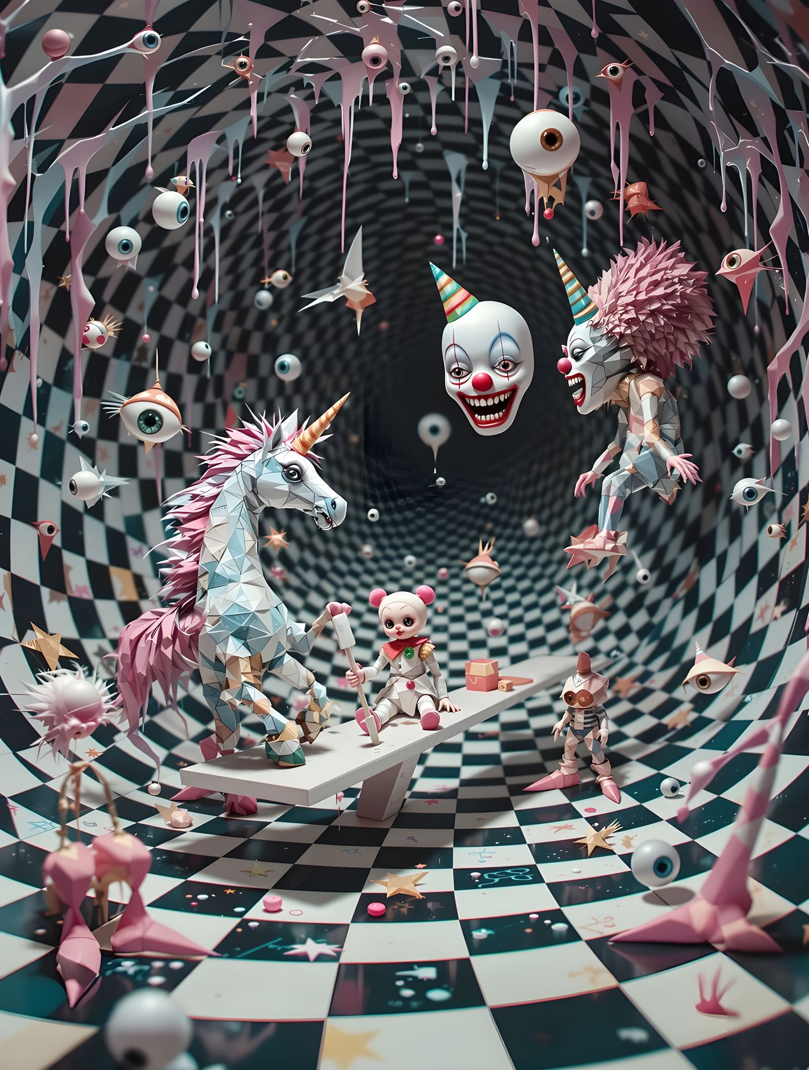 Corrupted Nostalgia in Op-Art Vortex