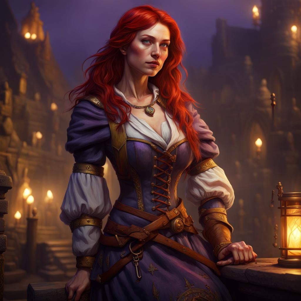Medieval Redhead Sailor in Dark Fantasy Style