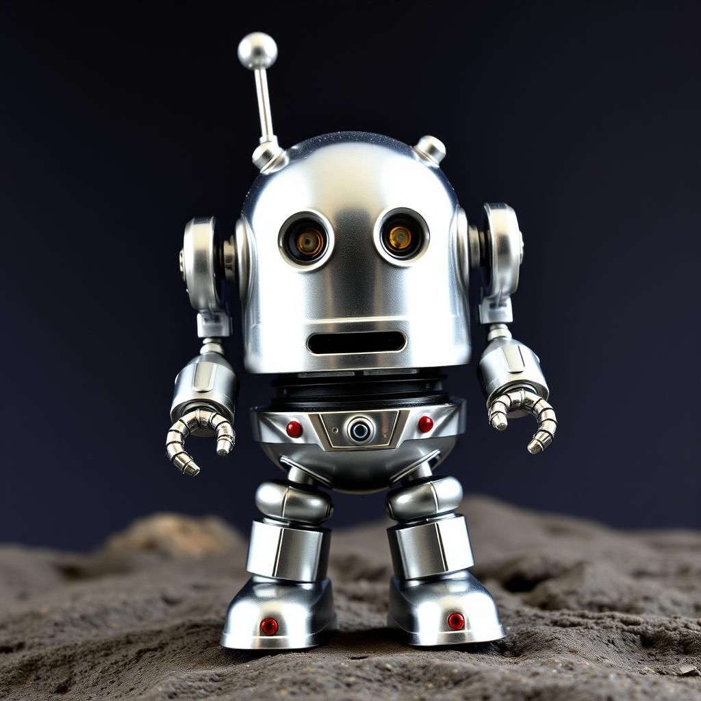 ."W1k1" the small all silver shiny robot from Jason of Star Command tv series, 1970s sci-fi