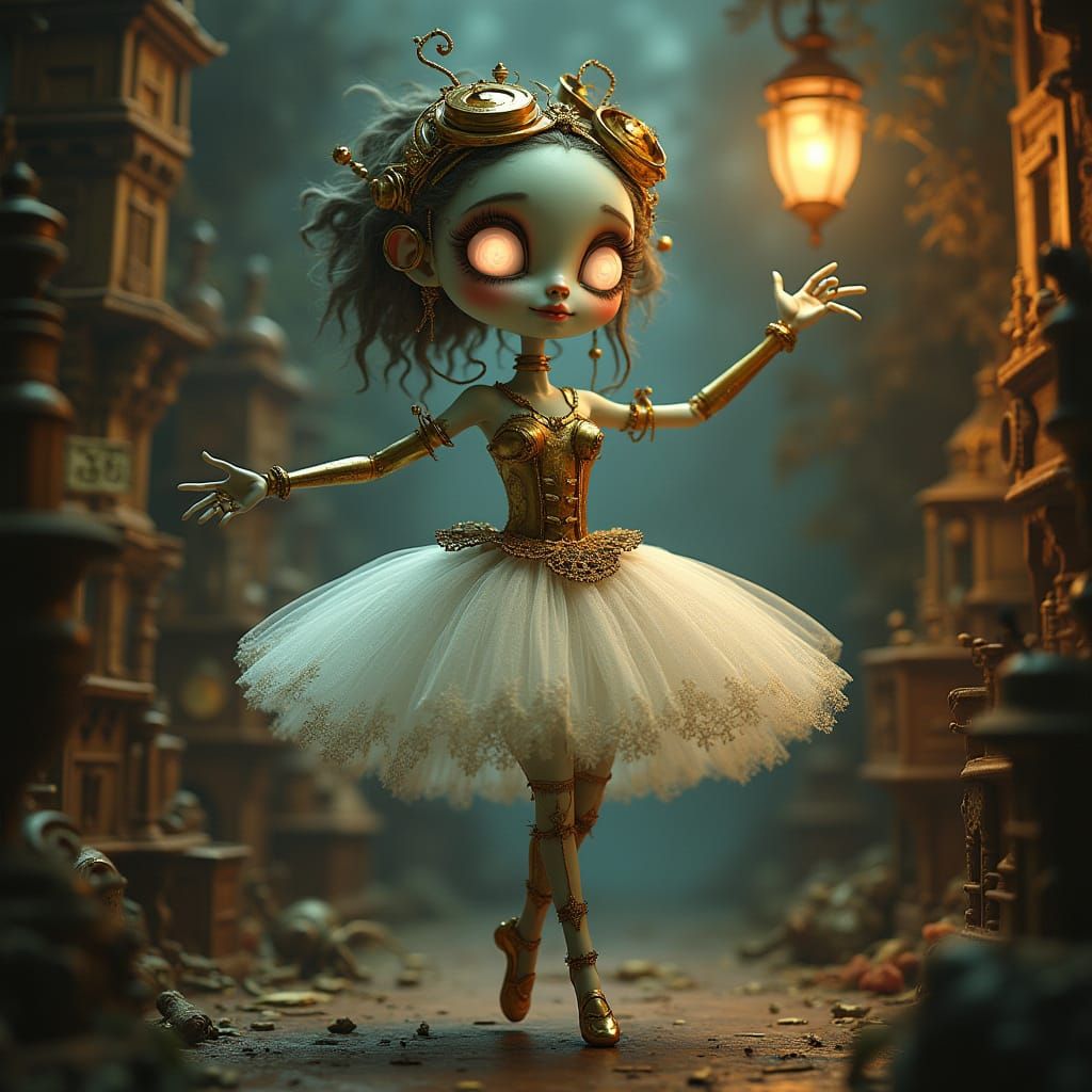 Steampunk Ballerina Dances in Music Box