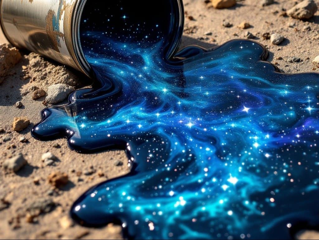 Cosmic Liquid Dream in Expressionistic Ink Style