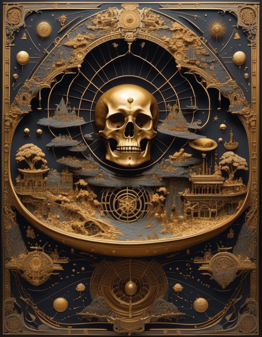 Metallic Japanese Scroll on Decaying Papyrus