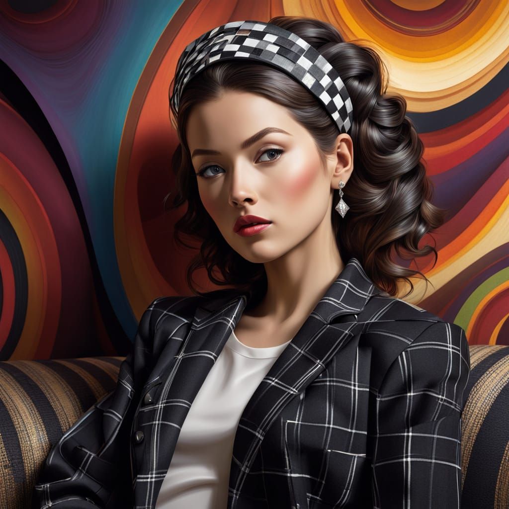 Expressionist Portrait with Plaid Jacket in Neo-Impressionis...