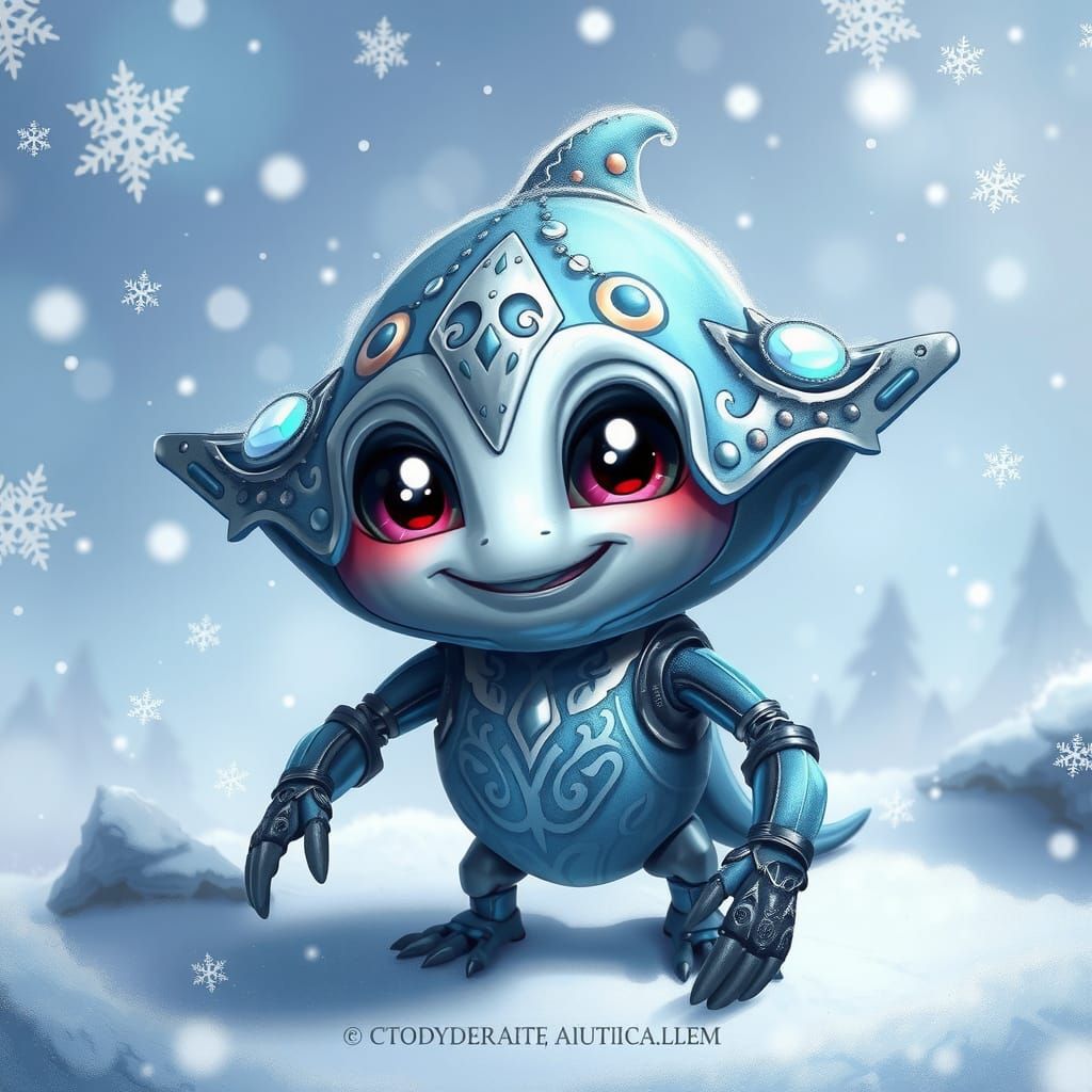 Cyberpunk Winter Wonderland: Manta Ray Bar Buddy in Digital ...