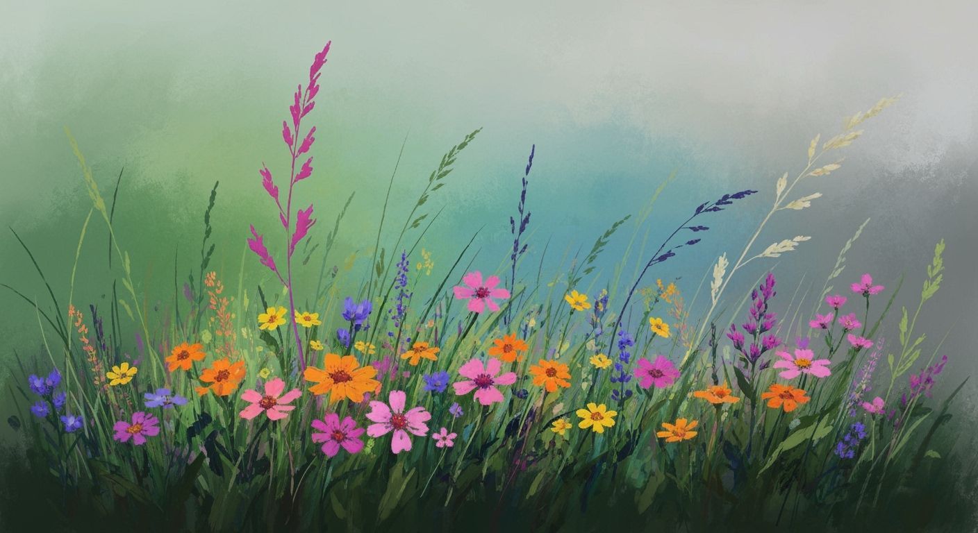 Vibrant Abstract Wildflowers in Digital Painting Style