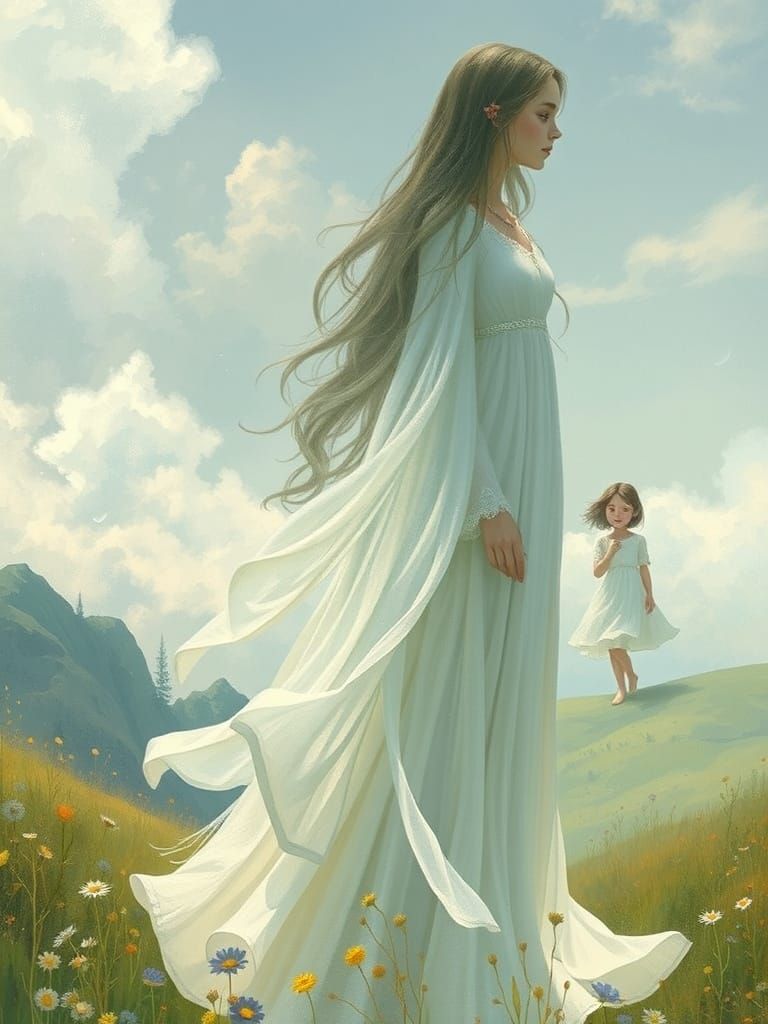 Dreamlike Transformation: Girl to Woman in Ethereal Style