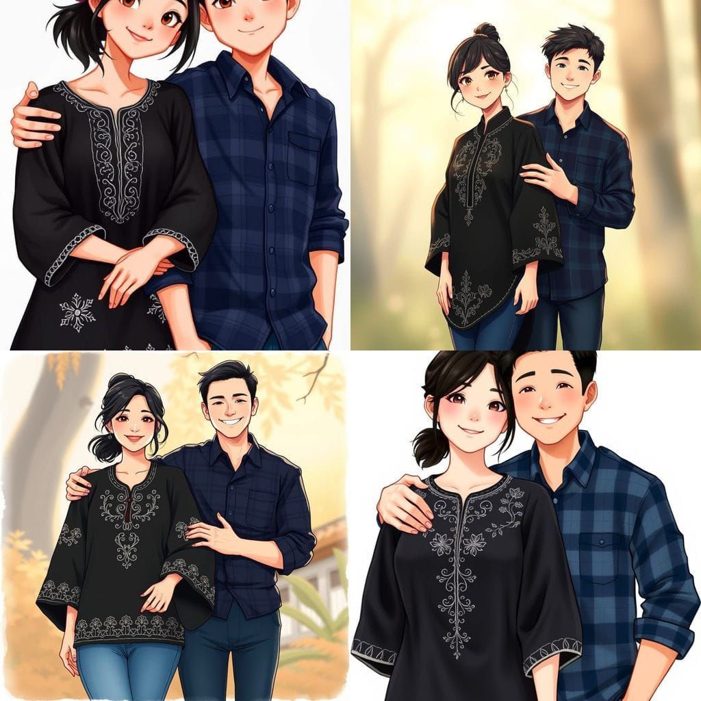 Couple in Cozy Ghibli-Inspired Portrait