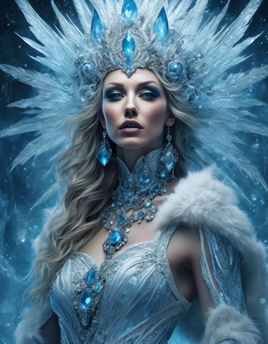 Ice Goddess Portrait with Hyperreal Detail