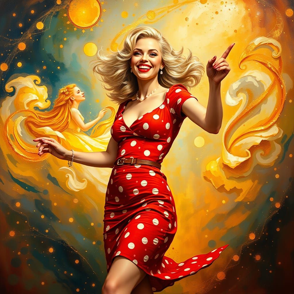 Sensual Rockabilly Goddess in Dreamlike, Surreal Setting