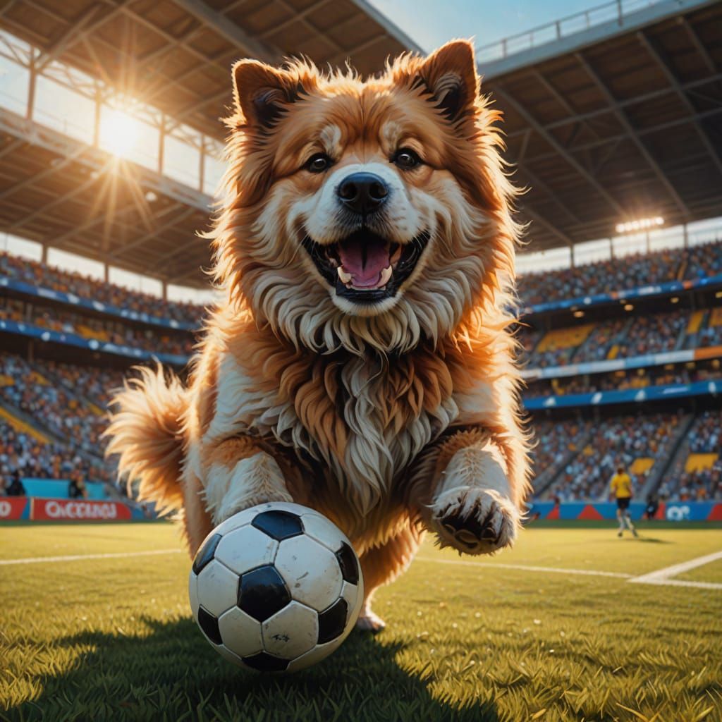 Vibrant Football Stadium Scene in Oil Painting