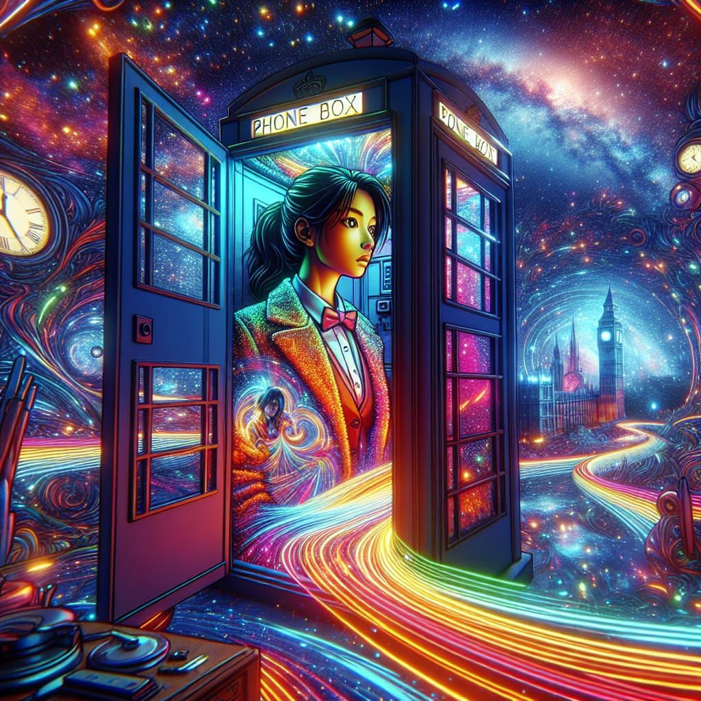 Psychedelic Doctor Who Anime in Maximalism Style