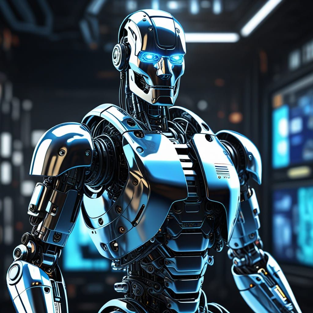 Shiny Chrome metal robot