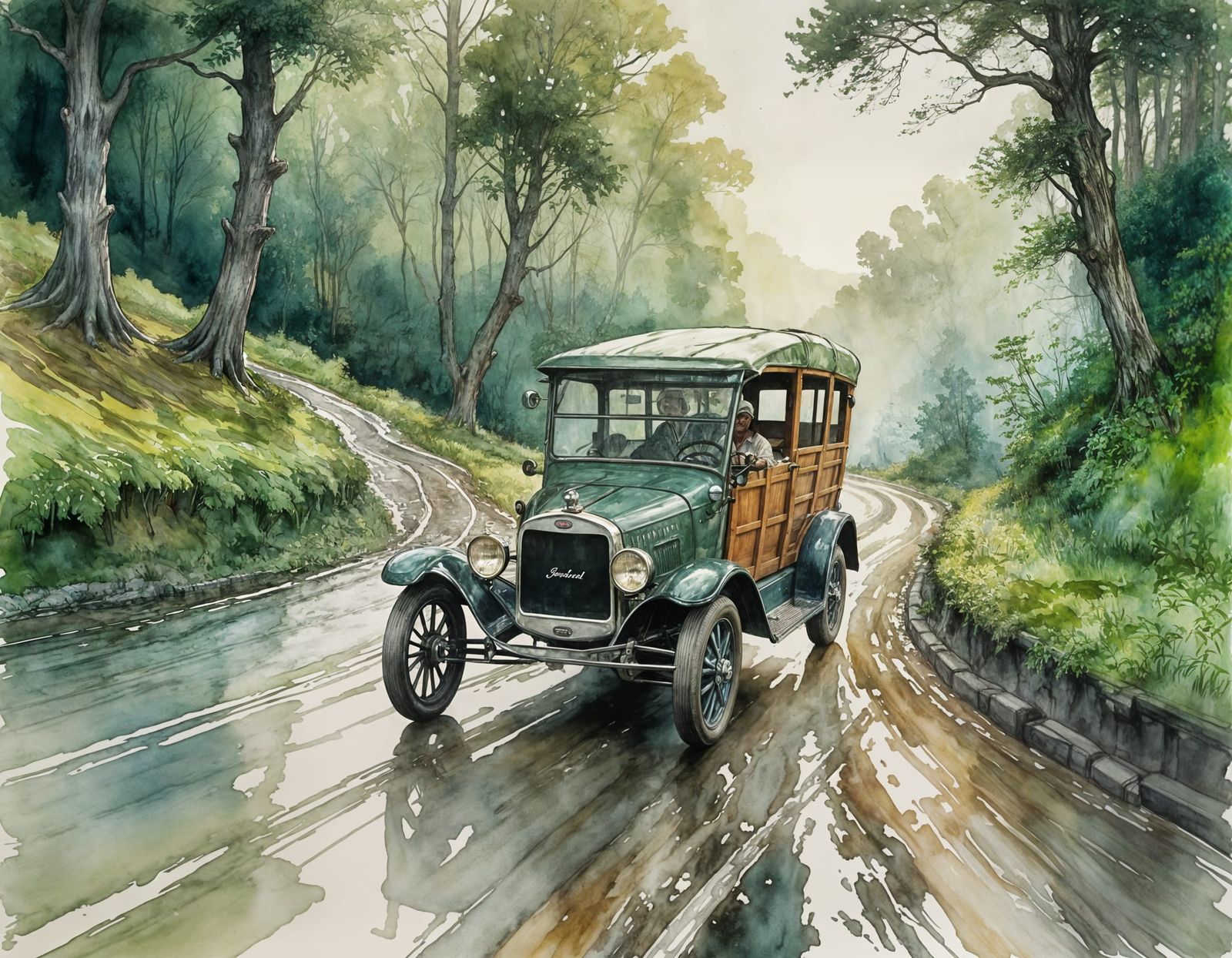 Ford Woody Wagon on Blue Ridge Parkway