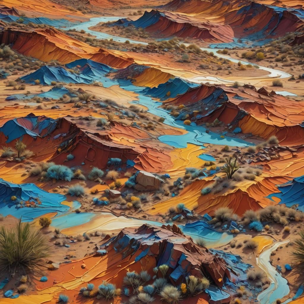 Vibrant Desert Landscape in Oil Painting Style