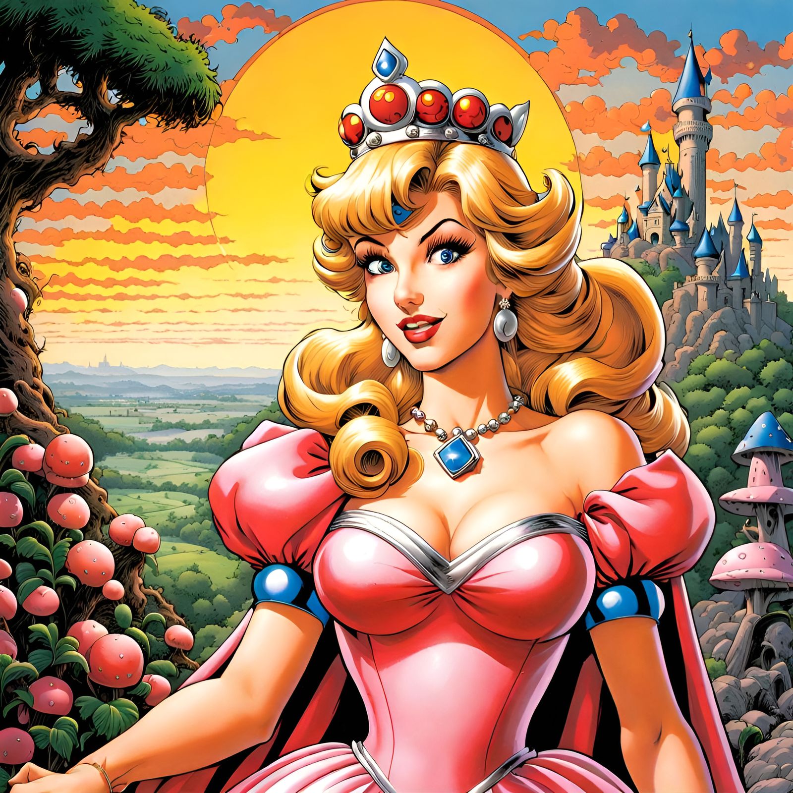 Princess Peach in Comic Book Style