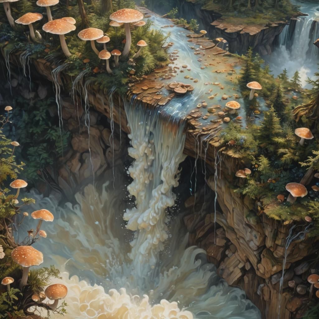 Surreal Sky-Shelf Flood as Oil Painting