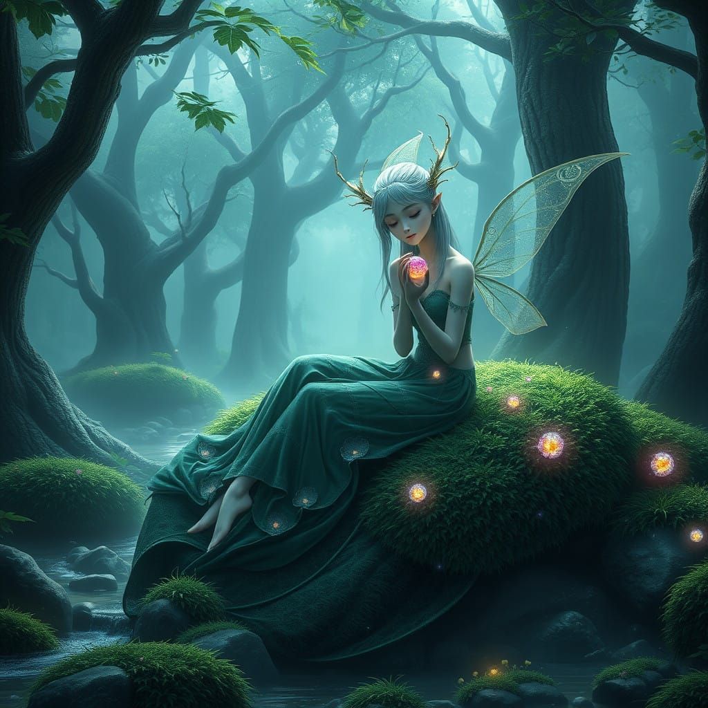 Mystical Fey in Ancient Forest Glade