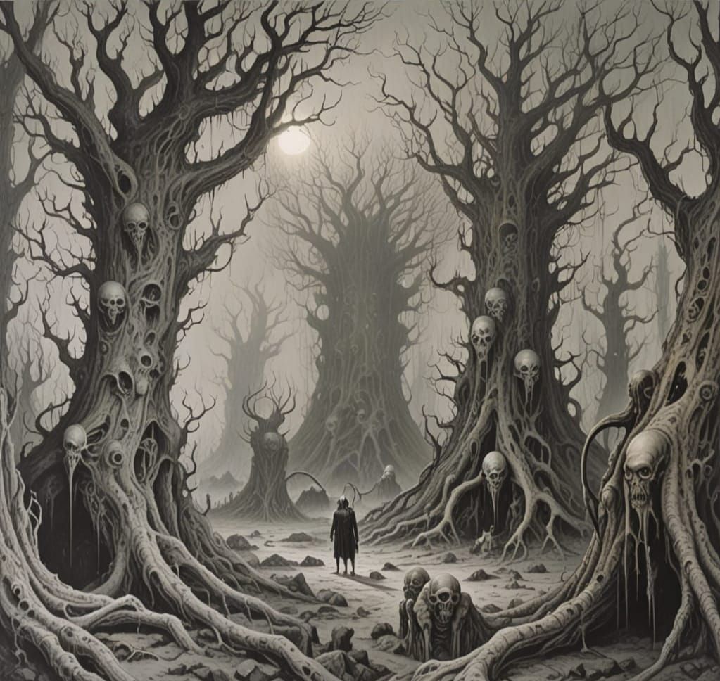 Nightmarish Creatures in a Twisted, Grotesque Realm