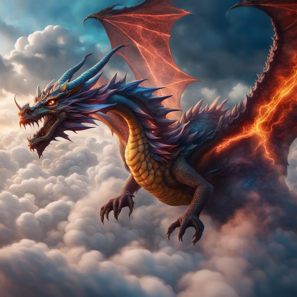 Prismatic Dragon Flight: Detailed Fantasy Art