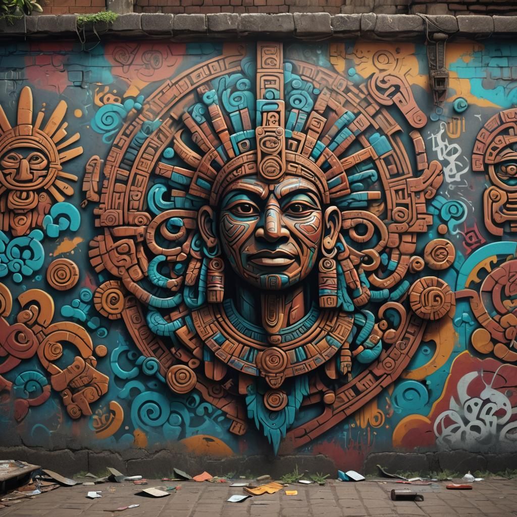 Mayan Street Art Graffiti in Detailed Matte Painting