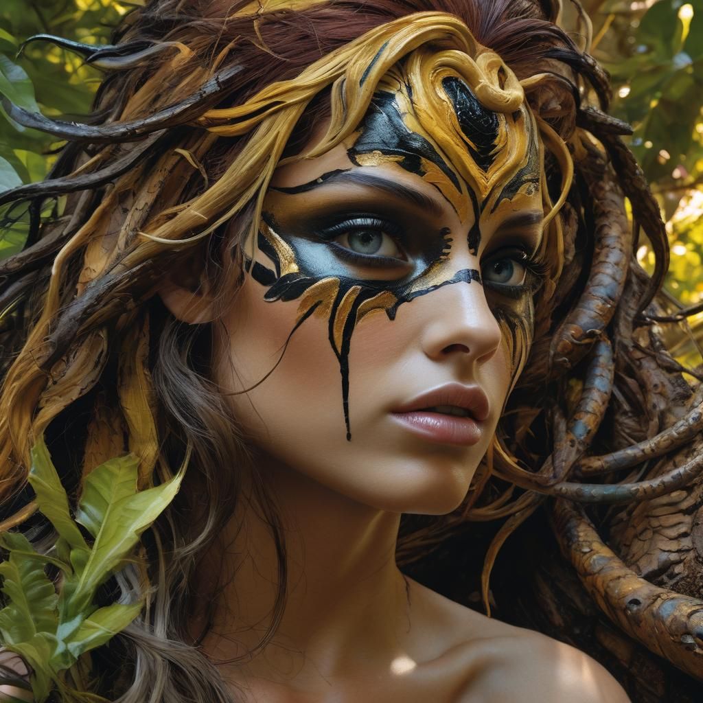 Eve and the Serpent in Acrylic Comic Book Style